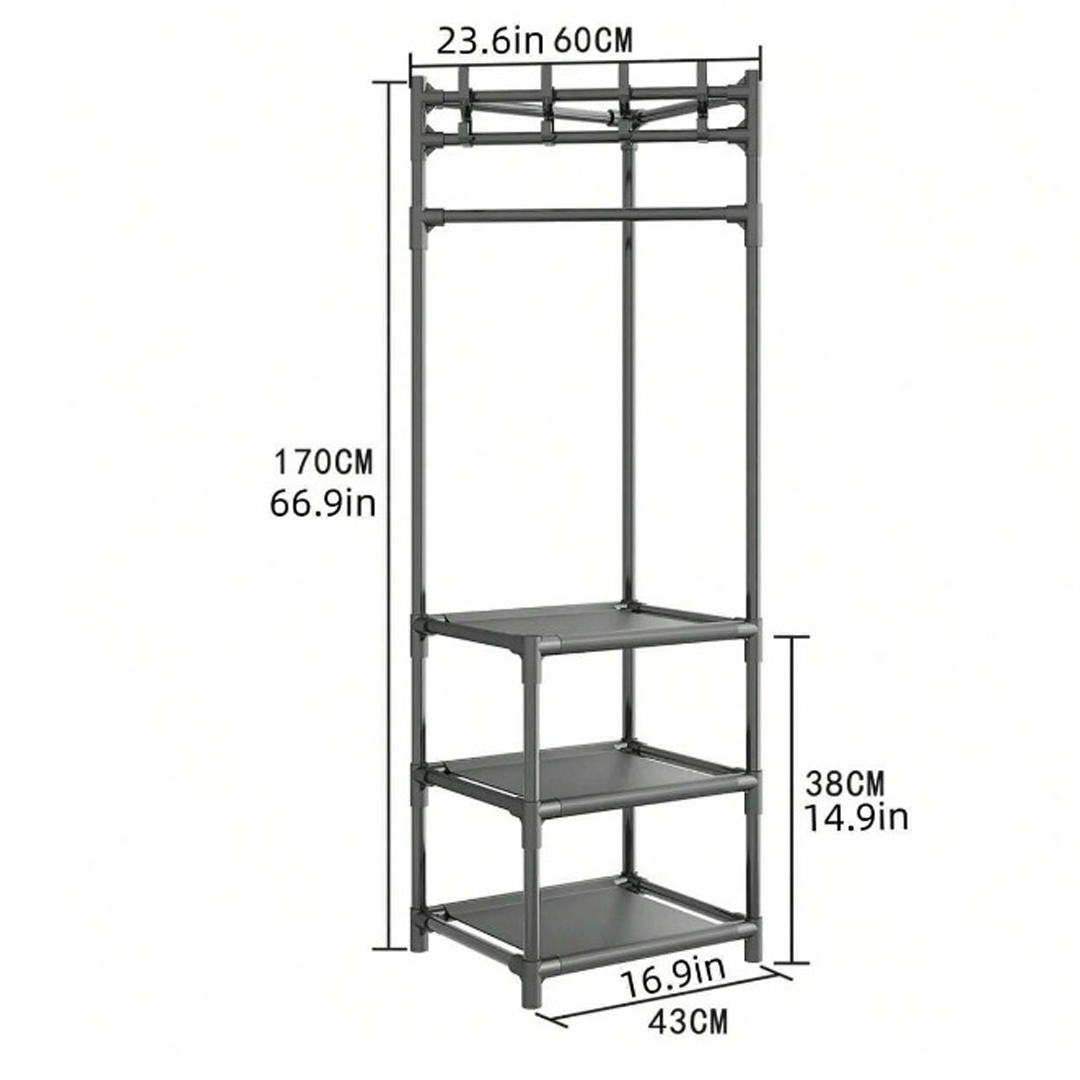 Portemanteau d'angle à 3 niveaux avec porte-chaussures